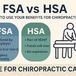 FSA vs HSA infographic explaining how each can be used for chiropractic care, including rollover and expiration differences