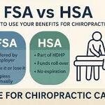 FSA vs HSA infographic explaining how each can be used for chiropractic care, including rollover and expiration differences